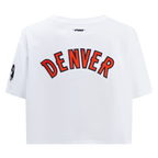NFL DENVER BRONCOS CLASSIC T-SHIRT EN JERSEY SIMPLE À COUPE CARRÉE (BLANC)