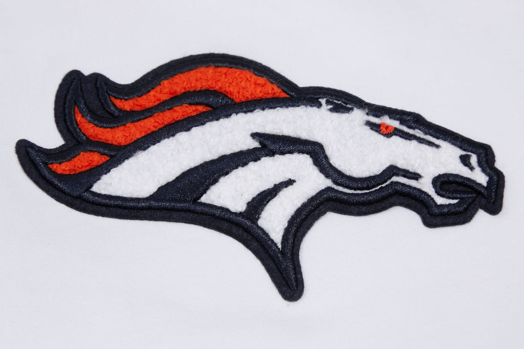 NFL DENVER BRONCOS CLASSIC T-SHIRT EN JERSEY SIMPLE À COUPE CARRÉE (BLANC)