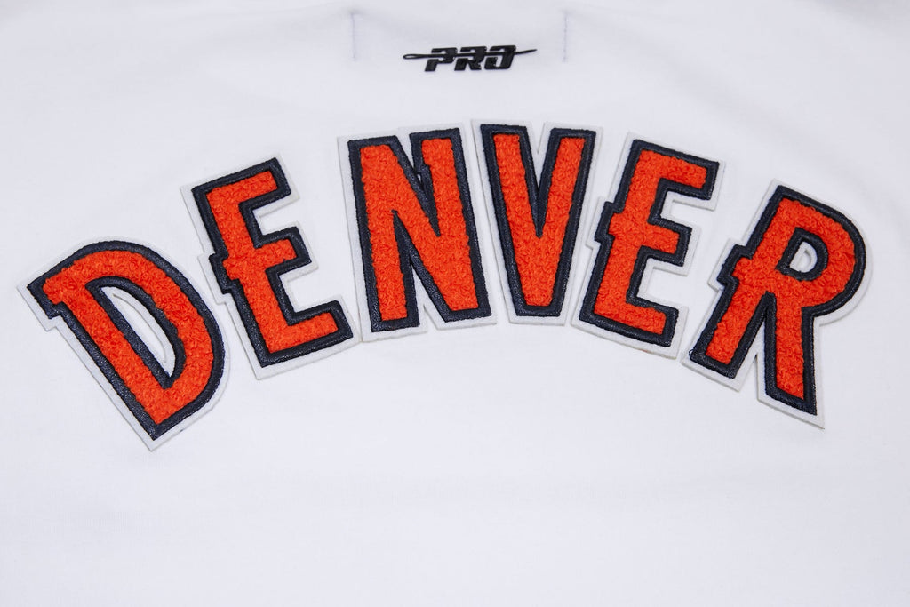 NFL DENVER BRONCOS CLASSIC T-SHIRT EN JERSEY SIMPLE À COUPE CARRÉE (BLANC)