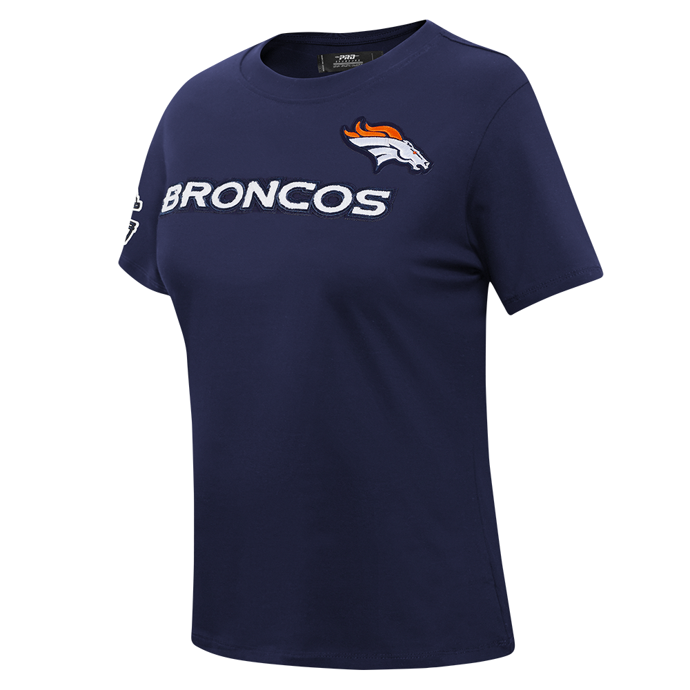 NFL DENVER BRONCOS CLASSIC SHORT SLEEVE WOMEN'S SINGLE JERSEY SLIM FIT TEE (MIDNIGHT NAVY)