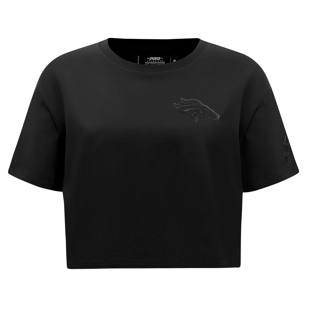 NFL DENVER BRONCOS TRIPLE BLACK WOMEN'S SINGLE JERSEY BOXY TEE (TRIPLE BLACK WOMEN'S)