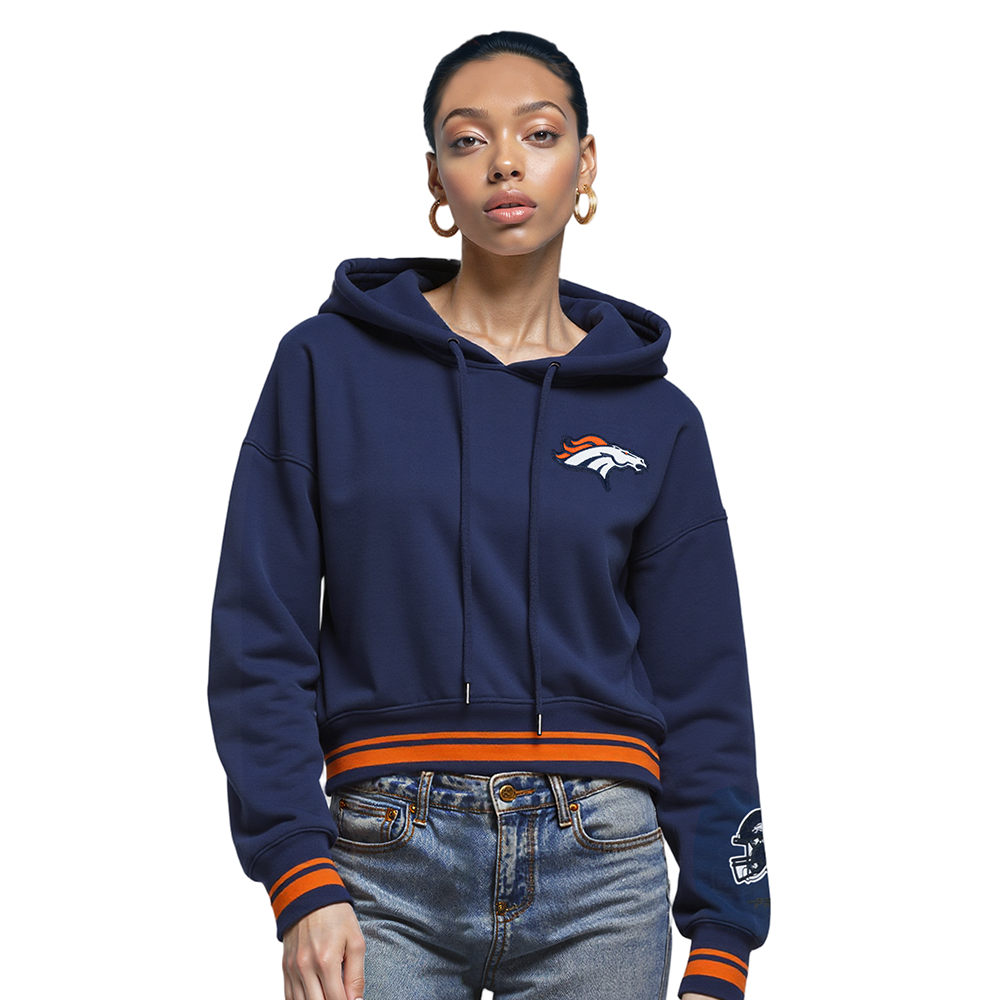 NFL DENVER BRONCOS CHANDAIL À CAPUCHON MASHUP COURT CÔTELÉ POUR FEMME (MARINE MINUIT/ORANGE/MARINE MINUIT)