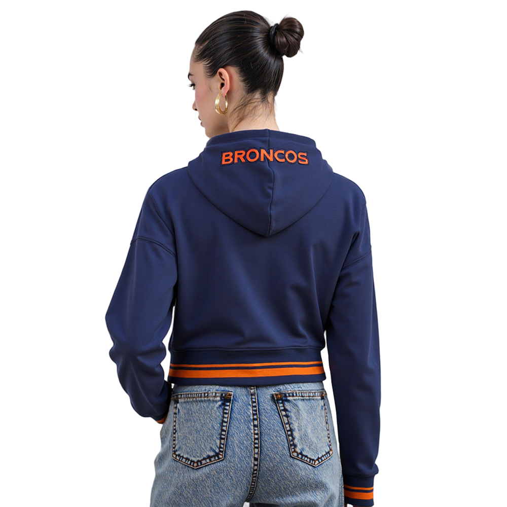NFL DENVER BRONCOS CHANDAIL À CAPUCHON MASHUP COURT CÔTELÉ POUR FEMME (MARINE MINUIT/ORANGE/MARINE MINUIT)