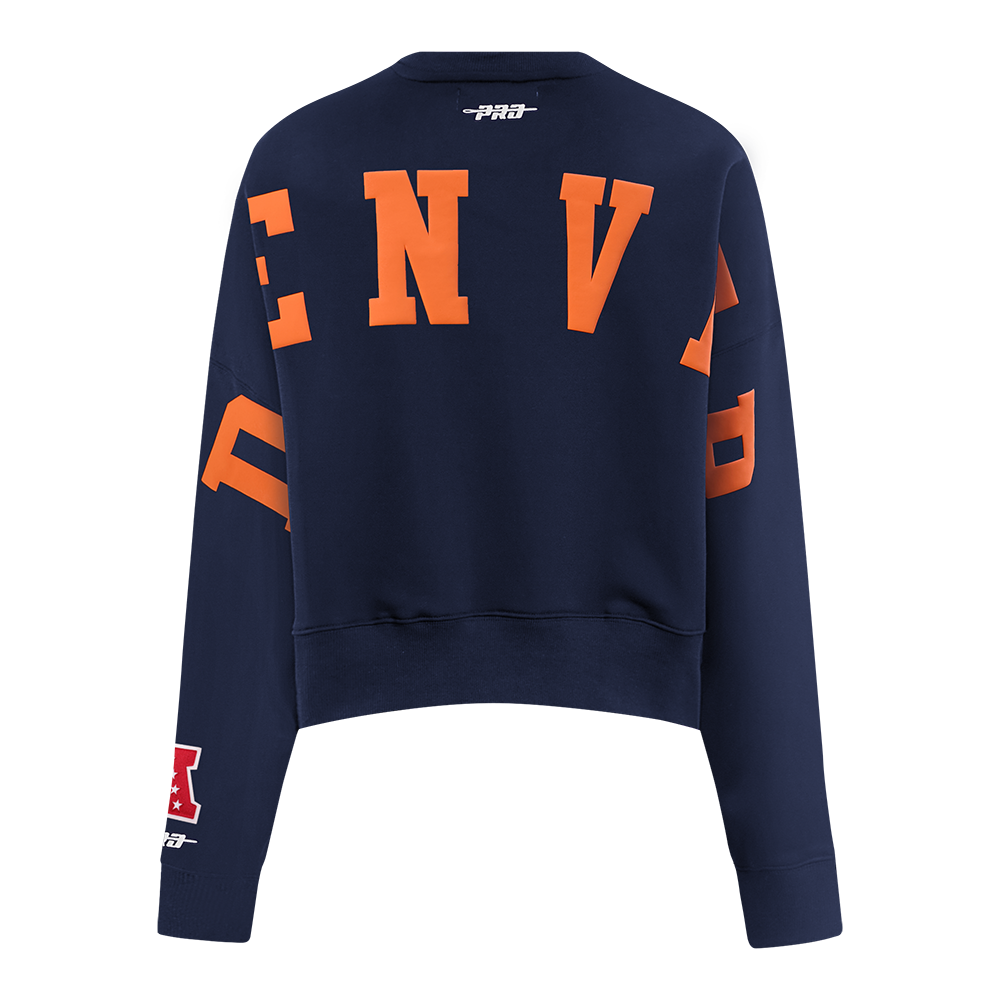 NFL DENVER BRONCOS WINGSPAN WOMEN'S FLC CREWNECK (MIDNIGHT NAVY)