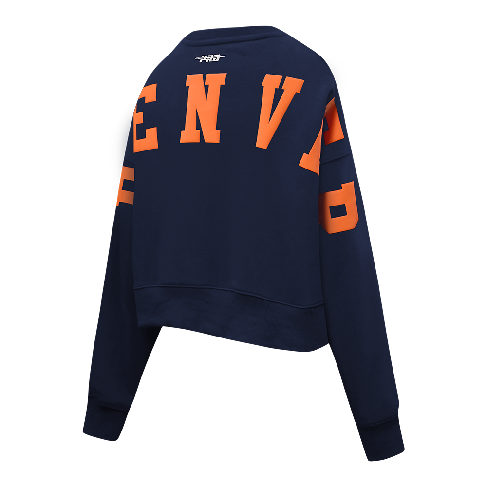 NFL DENVER BRONCOS WINGSPAN WOMEN'S FLC CREWNECK (MIDNIGHT NAVY)