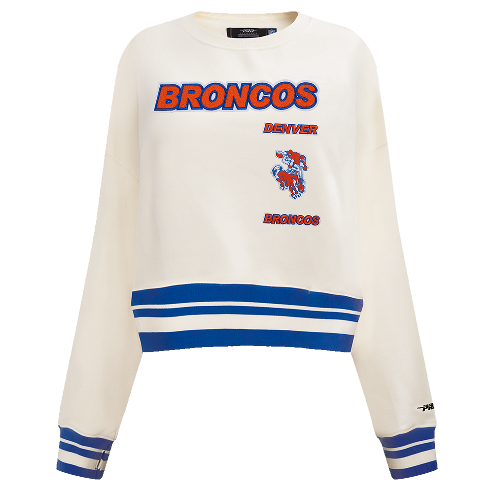 NFL DENVER BRONCOS RETRO CLASSIC WOMEN'S CREWNECK (EGGSHELL/ROYAL BLUE)