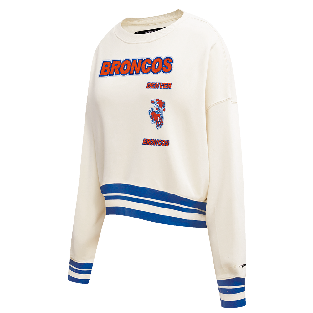 NFL DENVER BRONCOS RETRO CLASSIC WOMEN'S CREWNECK (EGGSHELL/ROYAL BLUE)