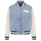 NFL DENVER BRONCOS VARSITY BLUES WOMEN'S DENIM VARSITY JACKET (DENIM/LINEN)