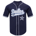 NFL DALLAS COWBOYS SCRIPT TAIL MEN'S MESH BUTTON DOWN SHIRT (MIDNIGHT NAVY)