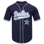 NFL DALLAS COWBOYS SCRIPT TAIL MEN'S MESH BUTTON DOWN SHIRT (MIDNIGHT NAVY)