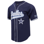 NFL DALLAS COWBOYS SCRIPT TAIL MEN'S MESH BUTTON DOWN SHIRT (MIDNIGHT NAVY)