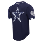 NFL DALLAS COWBOYS SCRIPT TAIL MEN'S MESH BUTTON DOWN SHIRT (MIDNIGHT NAVY)