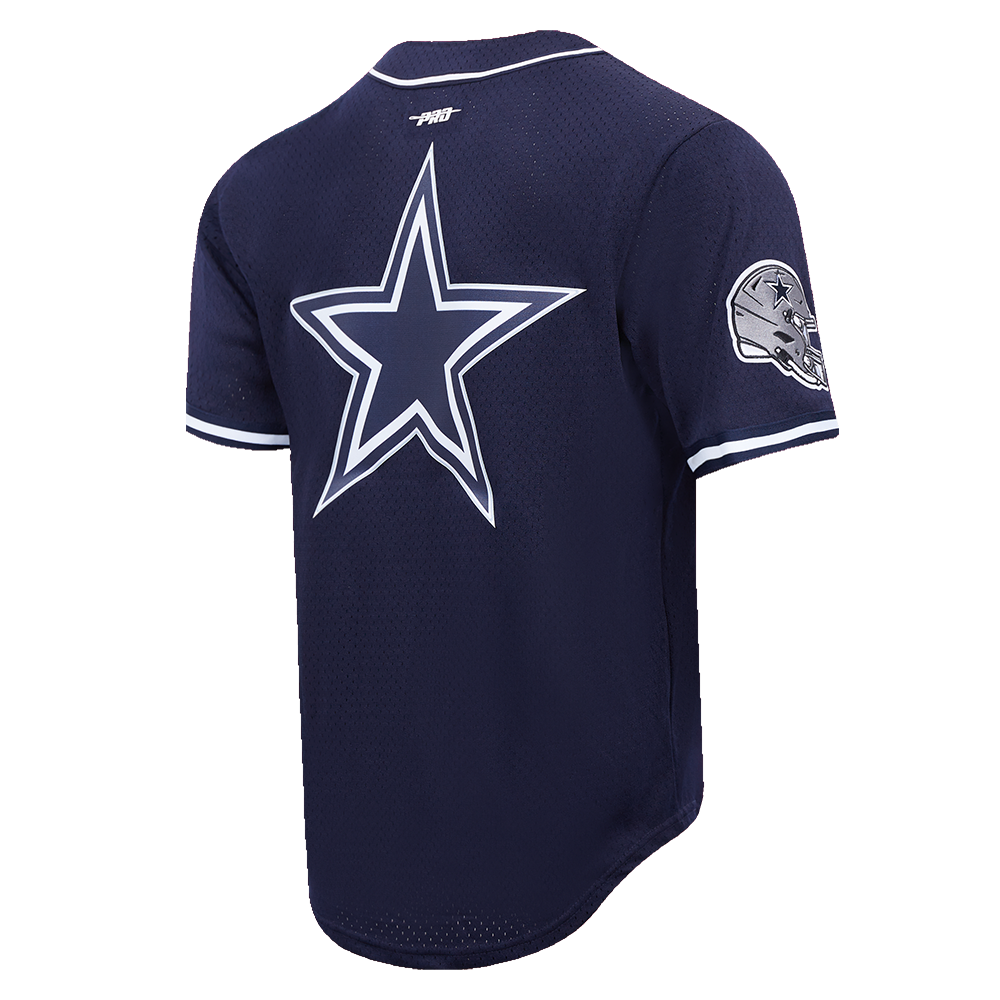 NFL DALLAS COWBOYS SCRIPT TAIL MEN'S MESH BUTTON DOWN SHIRT (MIDNIGHT NAVY)
