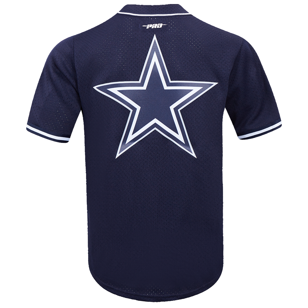 NFL DALLAS COWBOYS SCRIPT TAIL MEN'S MESH BUTTON DOWN SHIRT (MIDNIGHT NAVY)