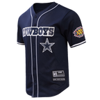 NFL DALLAS COWBOYS LOGO CLASSIC MEN'S MESH BUTTON DOWN JERSEY (MIDNIGHT NAVY)