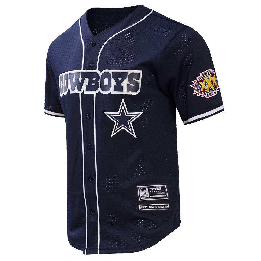 NFL DALLAS COWBOYS LOGO CLASSIC MEN'S MESH BUTTON DOWN JERSEY (MIDNIGHT NAVY)