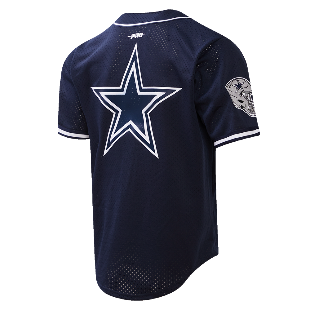 NFL DALLAS COWBOYS LOGO CLASSIC MEN'S MESH BUTTON DOWN JERSEY (MIDNIGHT NAVY)