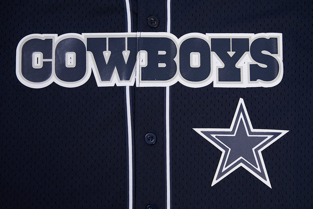 NFL DALLAS COWBOYS LOGO CLASSIC MEN'S MESH BUTTON DOWN JERSEY (MIDNIGHT NAVY)
