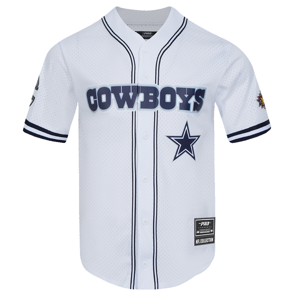 NFL DALLAS COWBOYS LOGO CLASSIC MESH MEN'S BUTTON DOWN SHIRT (WHITE/MIDNIGHT NAVY)