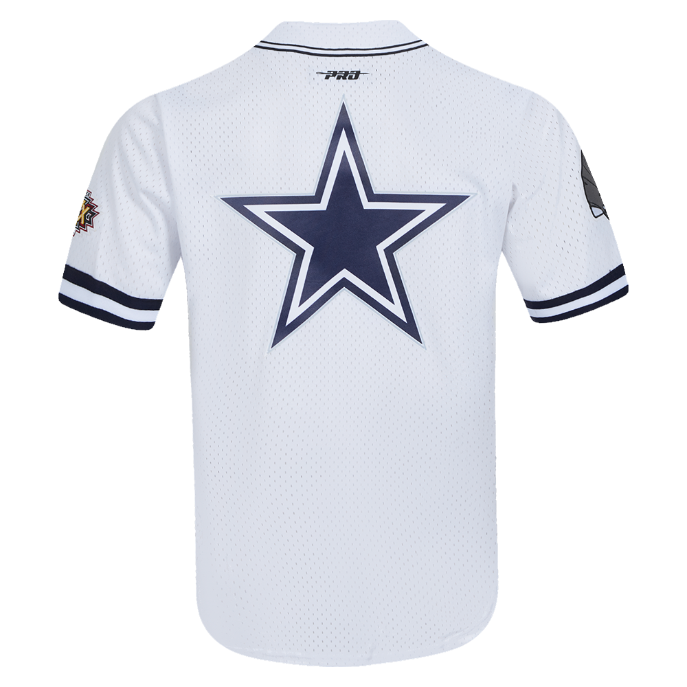 NFL DALLAS COWBOYS CLASSIC MESH CHEMISE BOUTONNÉE À LOGO POUR HOMME (BLANC/MARINE MINUIT)