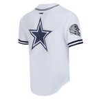 NFL DALLAS COWBOYS CLASSIC MESH CHEMISE BOUTONNÉE À LOGO POUR HOMME (BLANC/MARINE MINUIT)