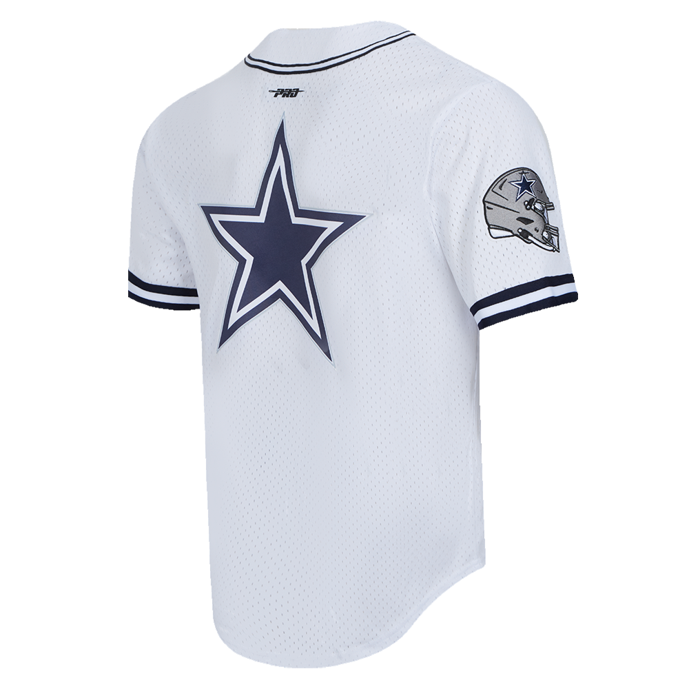NFL DALLAS COWBOYS CLASSIC MESH CHEMISE BOUTONNÉE À LOGO POUR HOMME (BLANC/MARINE MINUIT)