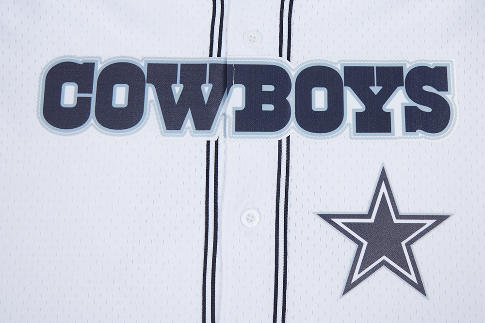 NFL DALLAS COWBOYS CLASSIC MESH CHEMISE BOUTONNÉE À LOGO POUR HOMME (BLANC/MARINE MINUIT)
