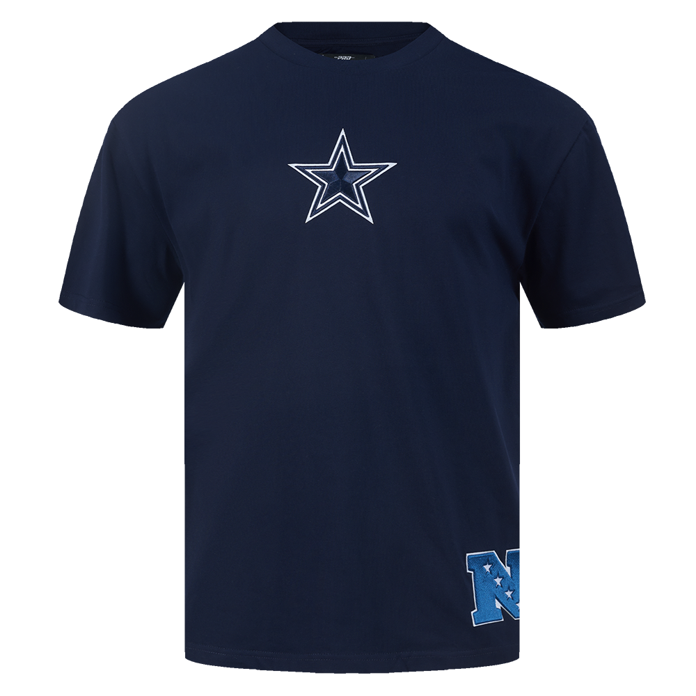 NFL DALLAS COWBOYS WINGSPAN MEN'S COTTON JERSEY DROP SHOULDER TEE (MIDNIGHT NAVY)