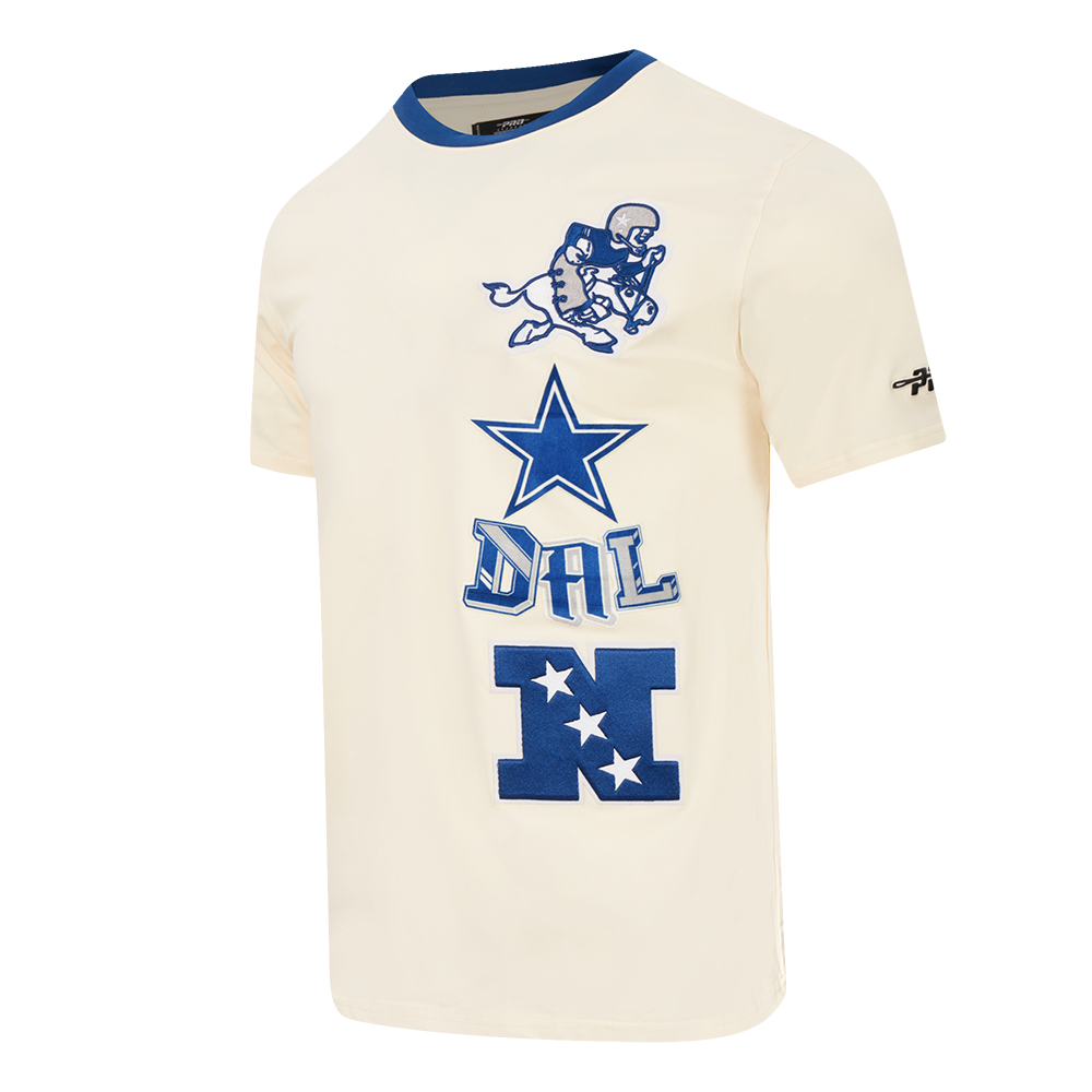 NFL DALLAS COWBOYS RETRO CASCADE MEN'S RINGER TEE (EGGSHELL/DODGER BLUE)