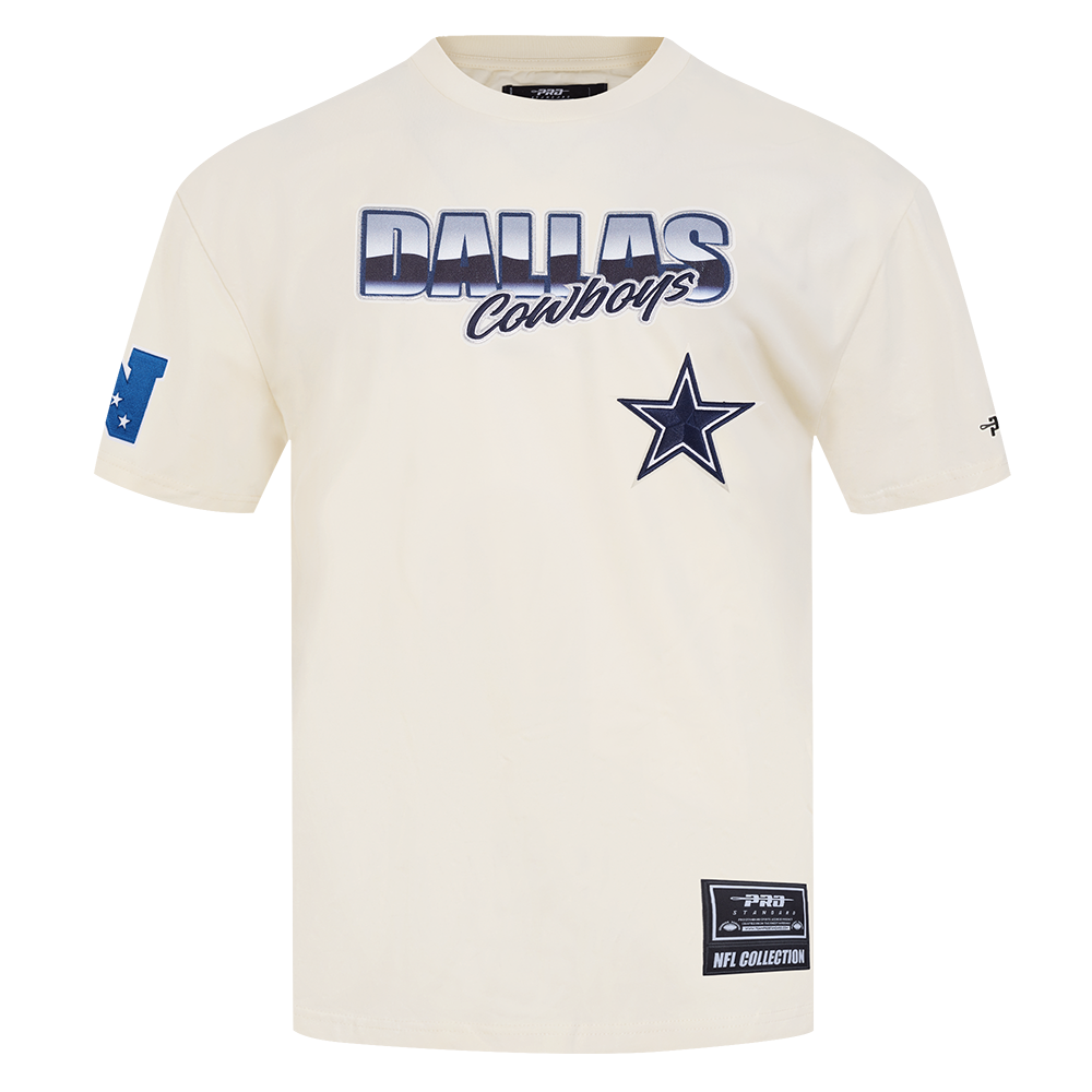 NFL DALLAS COWBOYS CHROME MEN'S COTTON JERSEY DROP SHOULDER TEE (EGGSHELL)