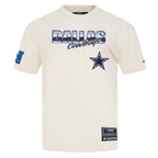 NFL DALLAS COWBOYS CHROME MEN'S COTTON JERSEY DROP SHOULDER TEE (EGGSHELL)