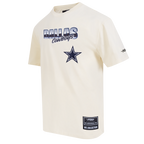 NFL DALLAS COWBOYS CHROME MEN'S COTTON JERSEY DROP SHOULDER TEE (EGGSHELL)