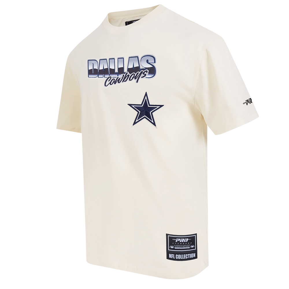 NFL DALLAS COWBOYS CHROME MEN'S COTTON JERSEY DROP SHOULDER TEE (EGGSHELL)