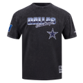 NFL DALLAS COWBOYS T-SHIRT CHROME EN JERSEY DE COTON À ÉPAULES TOMBANTES POUR HOMME (NOIR DÉLAVÉ)