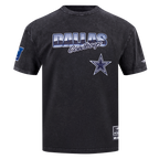NFL DALLAS COWBOYS T-SHIRT CHROME EN JERSEY DE COTON À ÉPAULES TOMBANTES POUR HOMME (NOIR DÉLAVÉ)