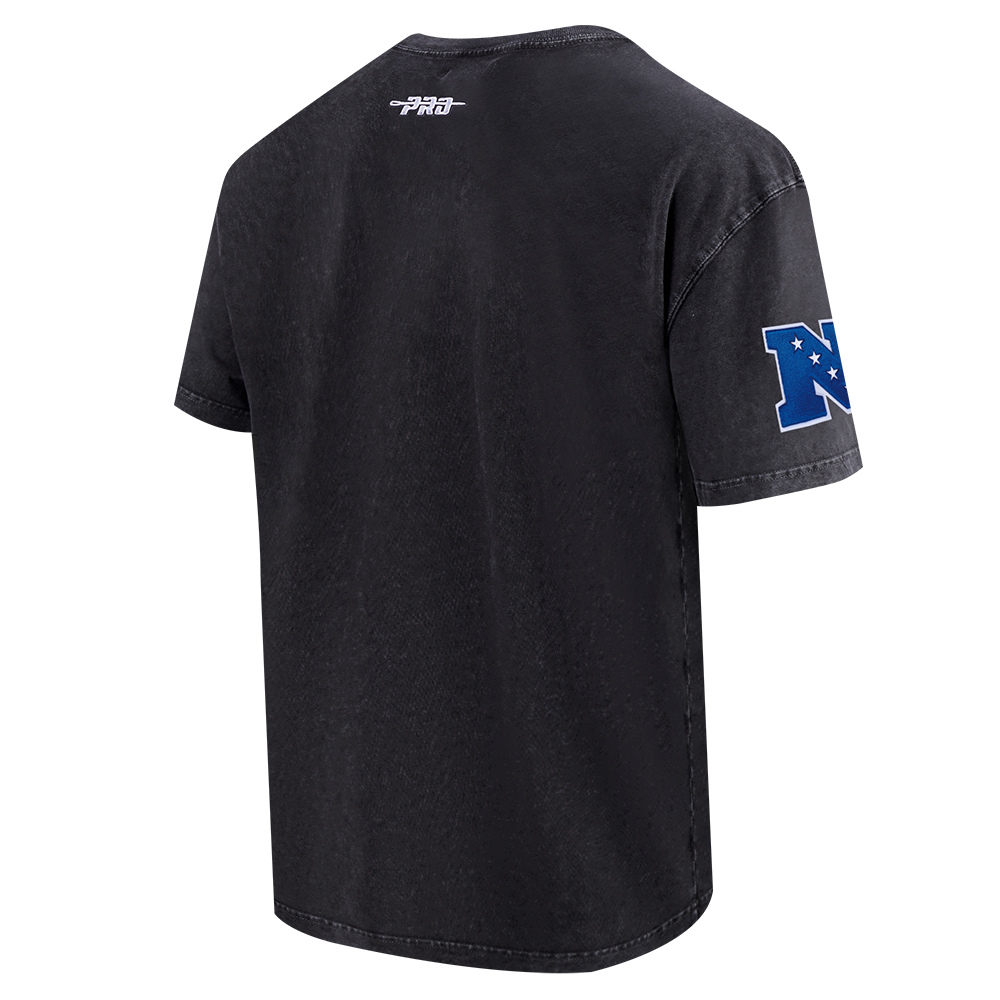NFL DALLAS COWBOYS T-SHIRT CHROME EN JERSEY DE COTON À ÉPAULES TOMBANTES POUR HOMME (NOIR DÉLAVÉ)