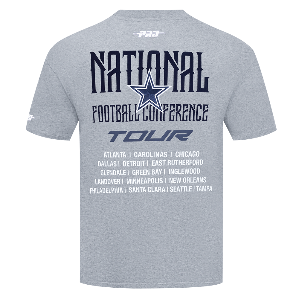 NFL DALLAS COWBOYS CITY TOUR 2.0 MEN'S COTTON JERSEY DROP SHOULDER TEE (DARK HEATHER GRAY)