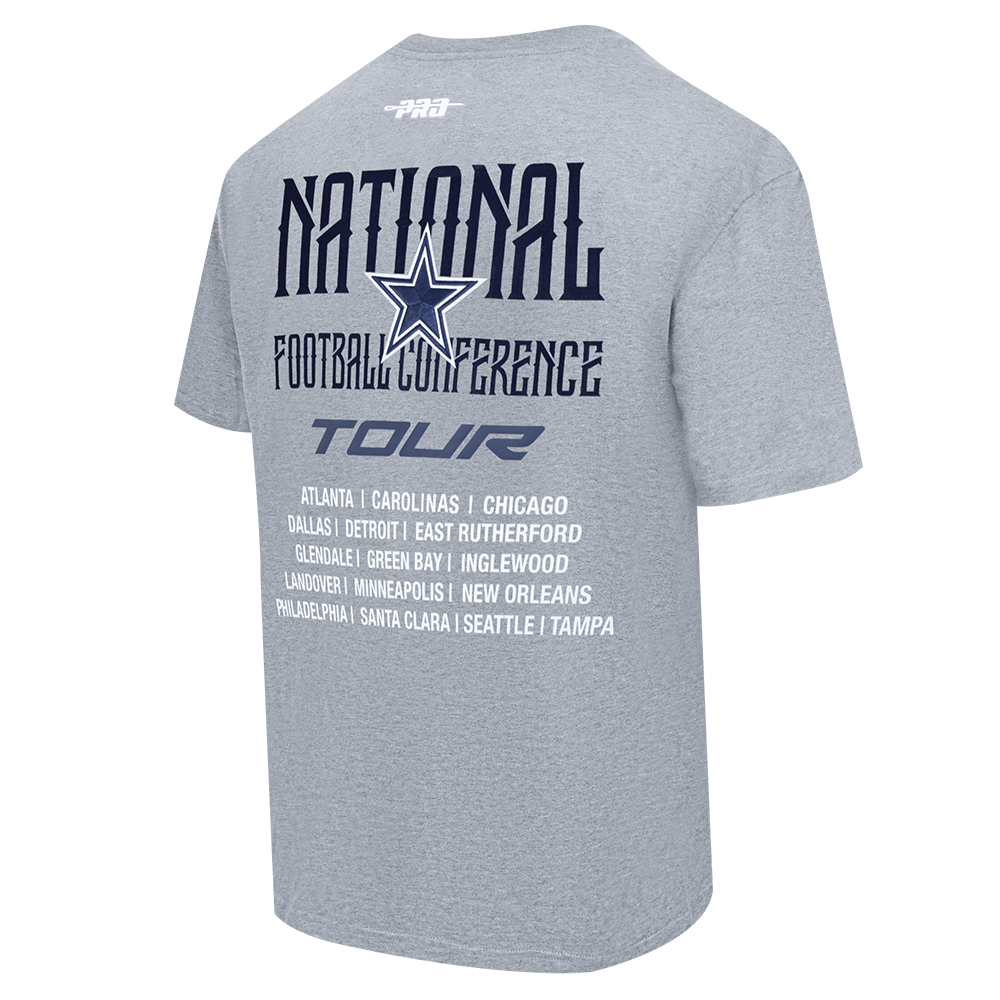 NFL DALLAS COWBOYS CITY TOUR 2.0 MEN'S COTTON JERSEY DROP SHOULDER TEE (DARK HEATHER GRAY)