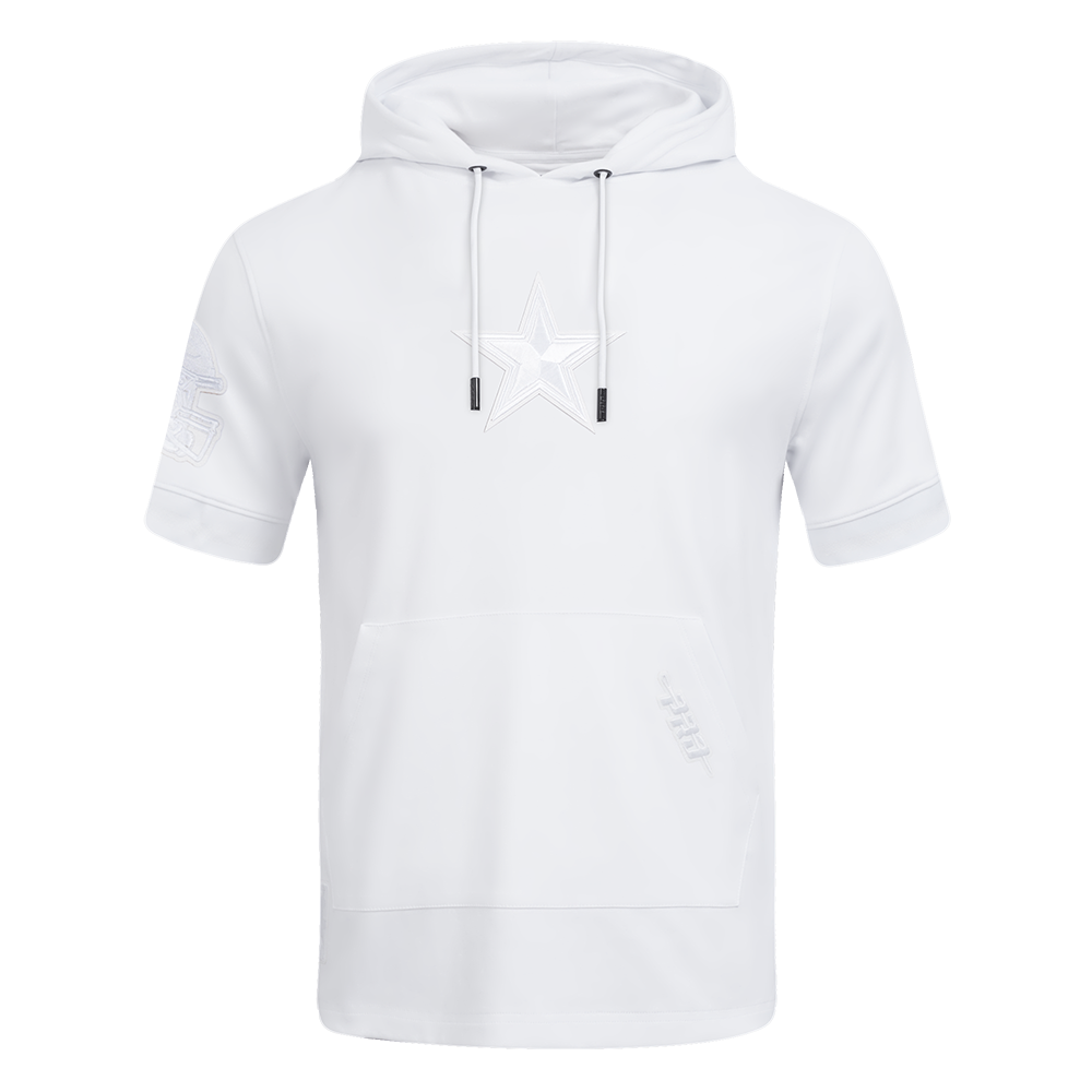 NFL DALLAS COWBOYS WHITE OUT MEN'S SHORT SLEEVE PULLOVER HOODIE (WHITE)