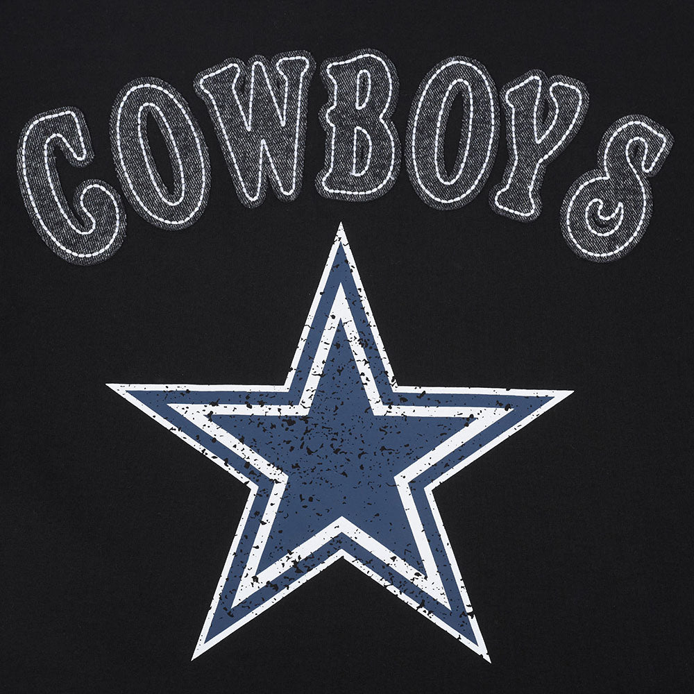 NFL DALLAS COWBOYS REBEL ATHLETICS T-SHIRT EN JERSEY SIMPLE À LOGO EMPILÉ POUR HOMME (NOIR)