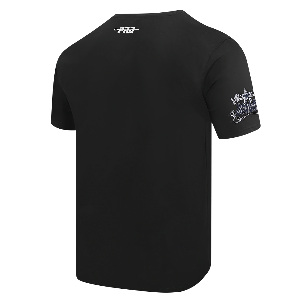 NFL DALLAS COWBOYS REBEL ATHLETICS T-SHIRT EN JERSEY SIMPLE À LOGO EMPILÉ POUR HOMME (NOIR)