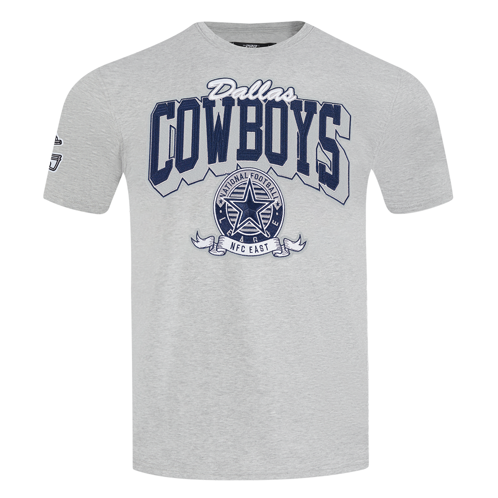 NFL DALLAS COWBOYS TEAM BADGE T-SHIRT EN JERSEY SIMPLE POUR FEMME POUR HOMME (GRIS CHINÉ)