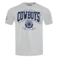 NFL DALLAS COWBOYS TEAM BADGE T-SHIRT EN JERSEY SIMPLE POUR FEMME POUR HOMME (GRIS CHINÉ)