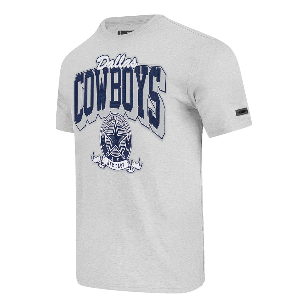 NFL DALLAS COWBOYS TEAM BADGE T-SHIRT EN JERSEY SIMPLE POUR FEMME POUR HOMME (GRIS CHINÉ)