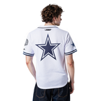 NFL DALLAS COWBOYS CEE DEE LAMB #88 CLASSIC MESH PNN CHEMISE BOUTONNÉE EN FILET POUR HOMME (BLANC/MARINE MINUIT)