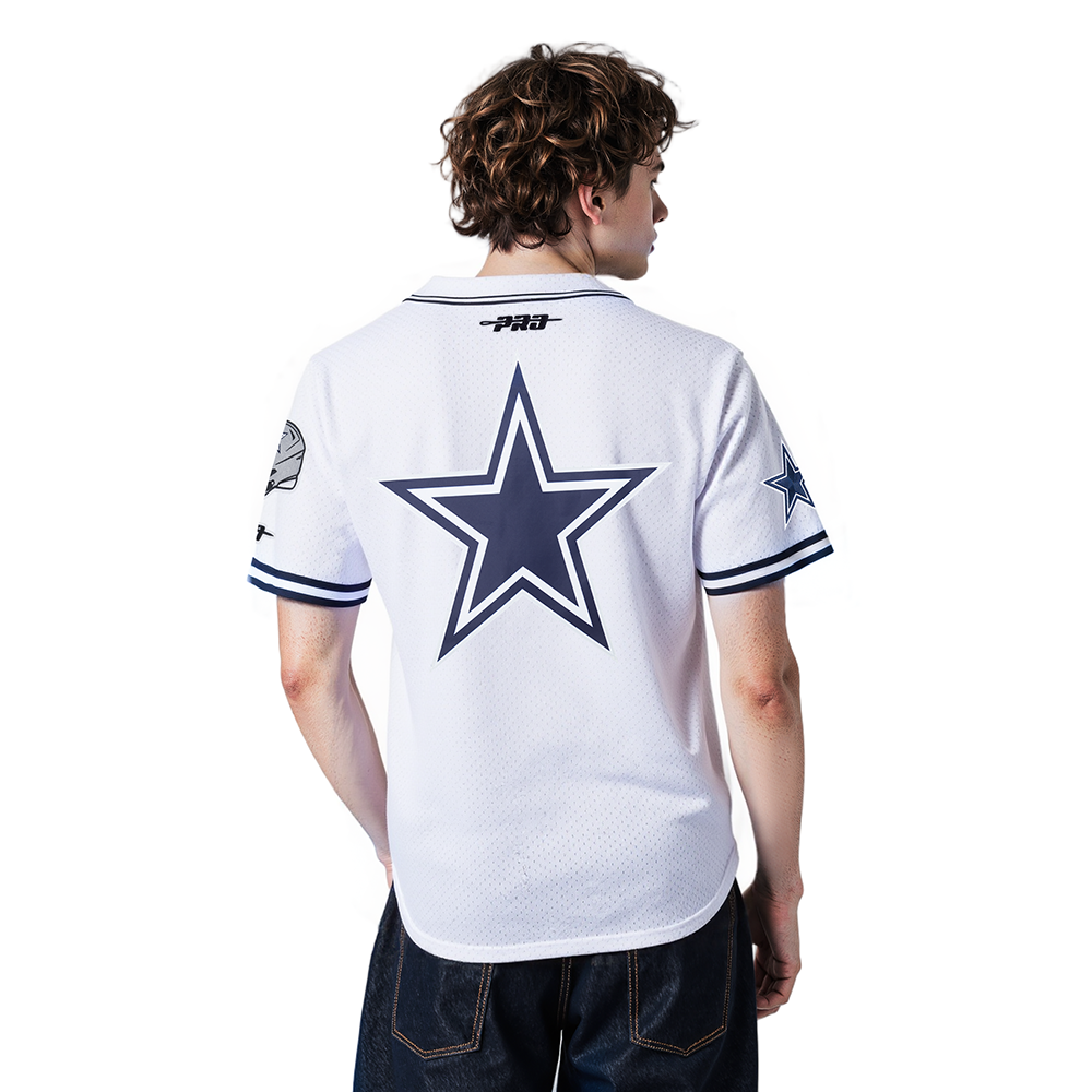 NFL DALLAS COWBOYS CEE DEE LAMB #88 CLASSIC MESH PNN CHEMISE BOUTONNÉE EN FILET POUR HOMME (BLANC/MARINE MINUIT)