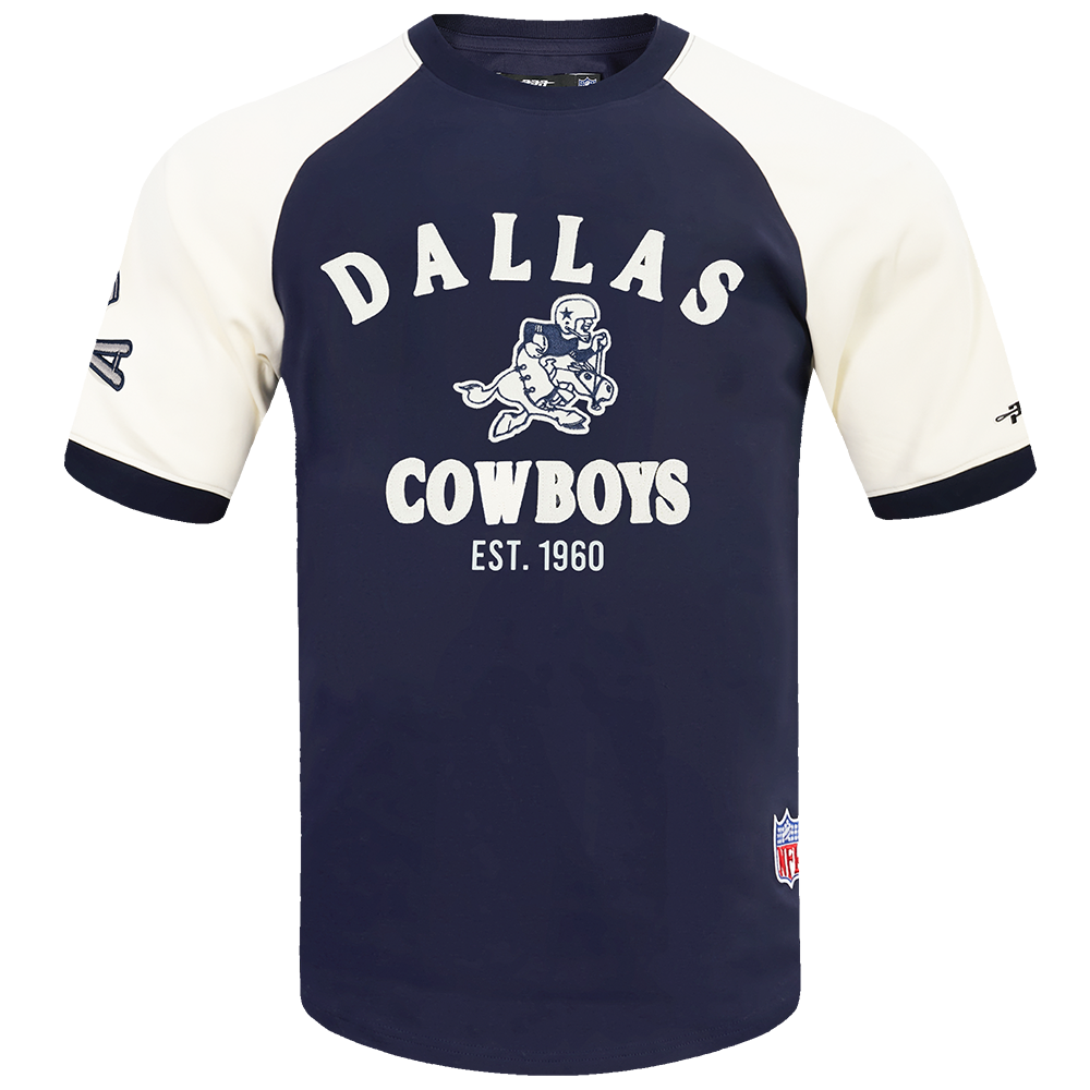 NFL DALLAS COWBOYS FIRST TEAM MEN'S RAGLAN TEE (EGGSHELL/ MIDNIGHT NAVY)
