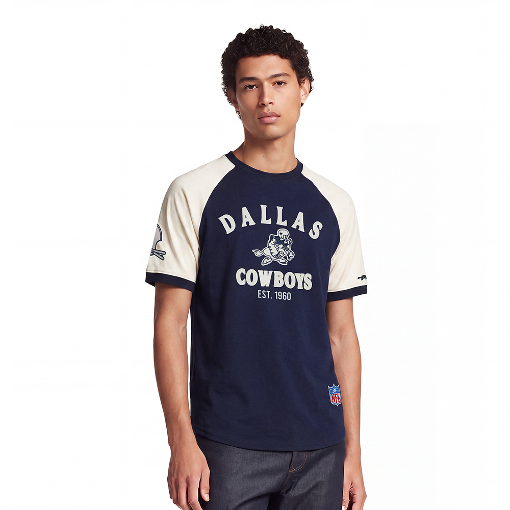 NFL DALLAS COWBOYS FIRST TEAM MEN'S RAGLAN TEE (EGGSHELL/ MIDNIGHT NAVY)