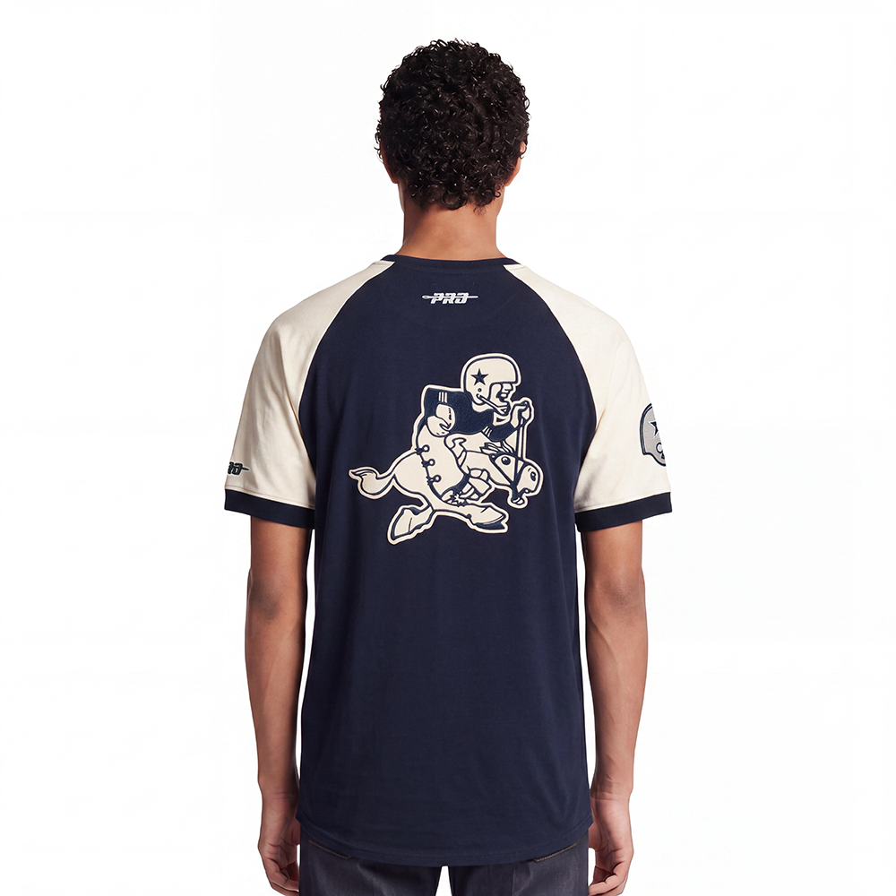 NFL DALLAS COWBOYS FIRST TEAM MEN'S RAGLAN TEE (EGGSHELL/ MIDNIGHT NAVY)