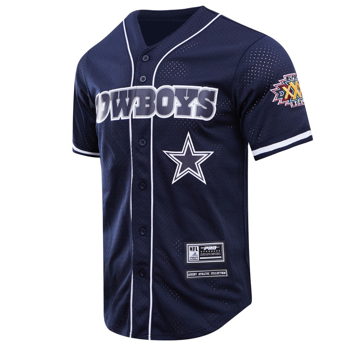 NFL DALLAS COWBOYS LOGO MEN'S MESH BUTTON DOWN JERSEY (MIDNIGHT NAVY)